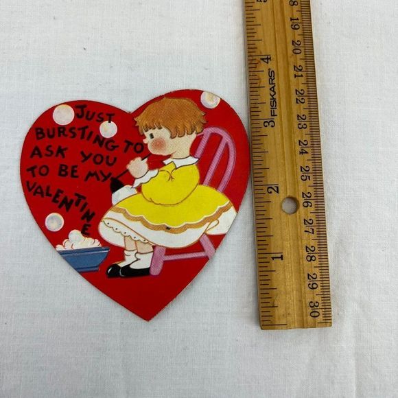Vtg 1930s 1936 Valentine's Day Holiday Bubble Girl Card - Picture 2 of 3